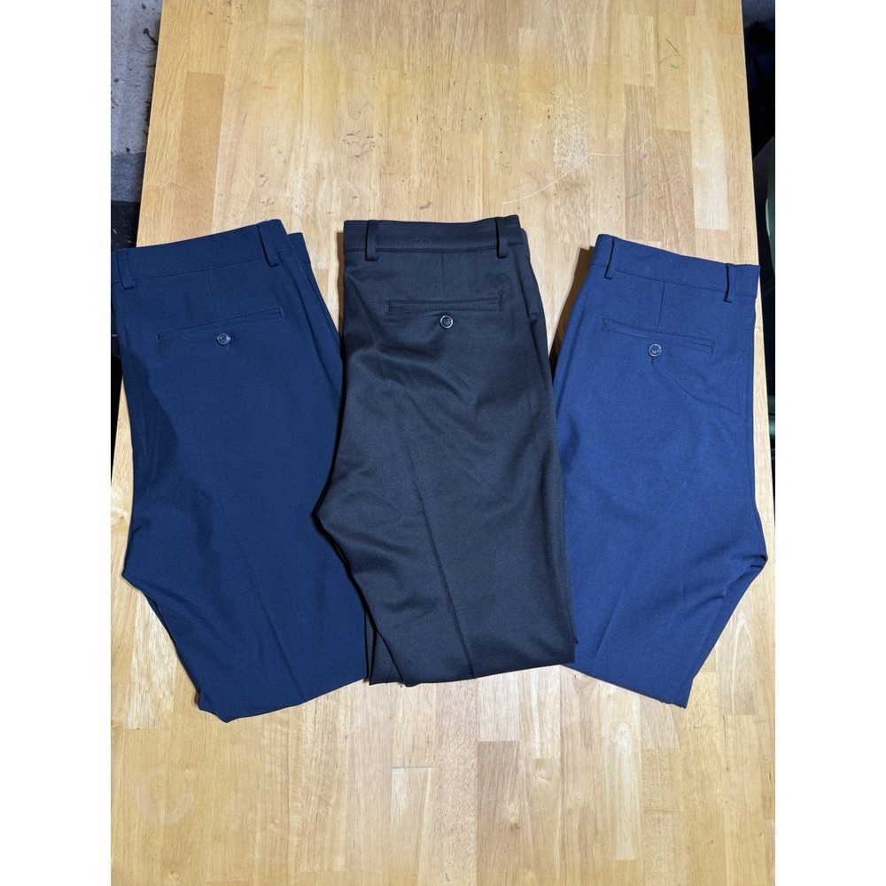 Lot 3 Greg Norman Mens Golf Pants 34x32 Stretch Performance Navy Black Blue
